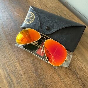 Ray-Ban Aviator Sunglasses with Fiery Red Lenses